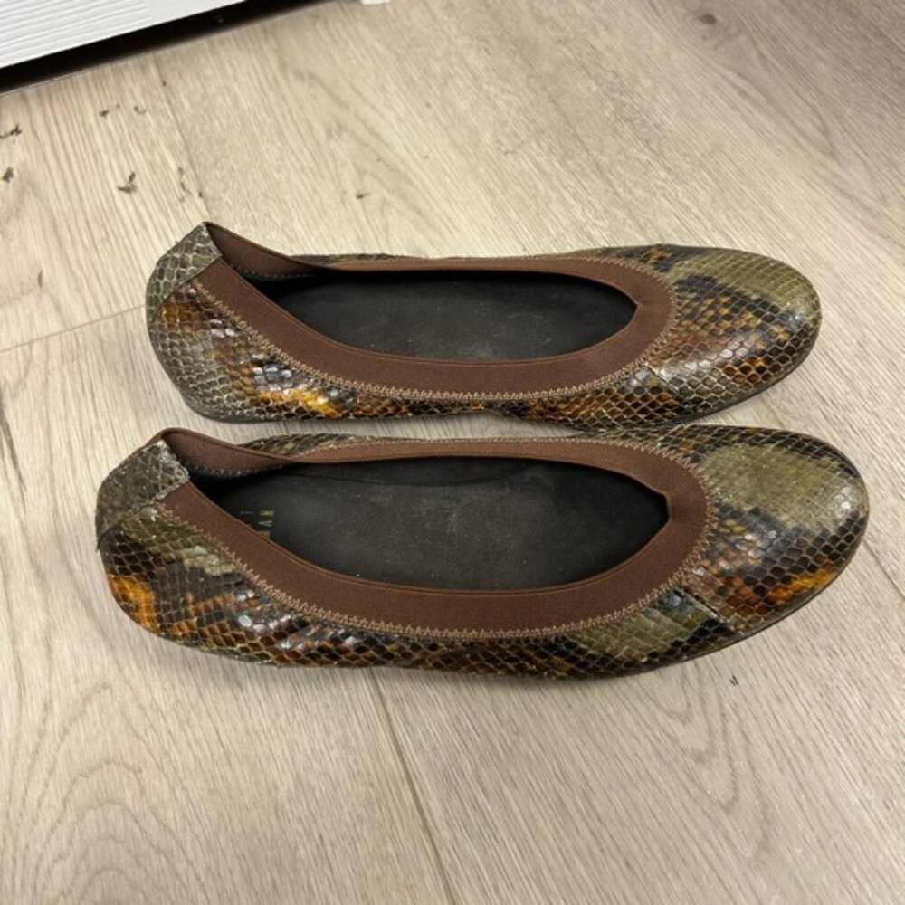 Stuart Weitzman Green Python Embossed Ballet Flats - image 2